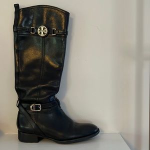 Tory Burch Black Leather Knee High Boots